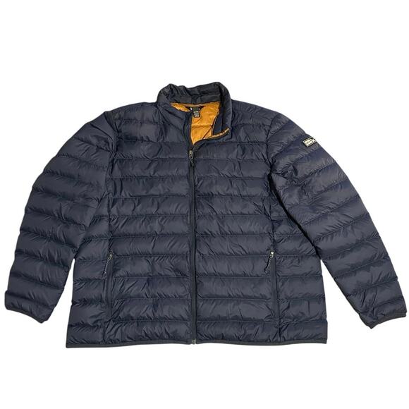 Eddie Bauer Puffer Jacket Mens XXL Navy Down 650 Packable Water Resistant Zip Up - Picture 1 of 8